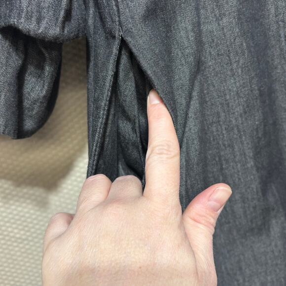 Hippie Laundry M Dark Denim Chambray Off the Shoulder Ruffle Sleeve Mini Dress - Picture 3 of 10